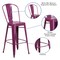 Merrick Lane Sabine Metal Indoor-Outdoor Barstool with Vertical Slat Back and Integrated Footrest